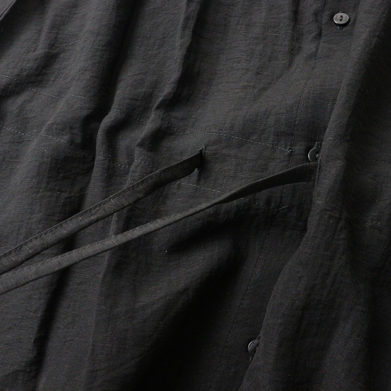 アズノゥアズプラス AS KNOW AS plus リネン オープンカラー シャツワンピース F‖ブラック ロング 半袖 マキシ丈【2400014591200】_画像5