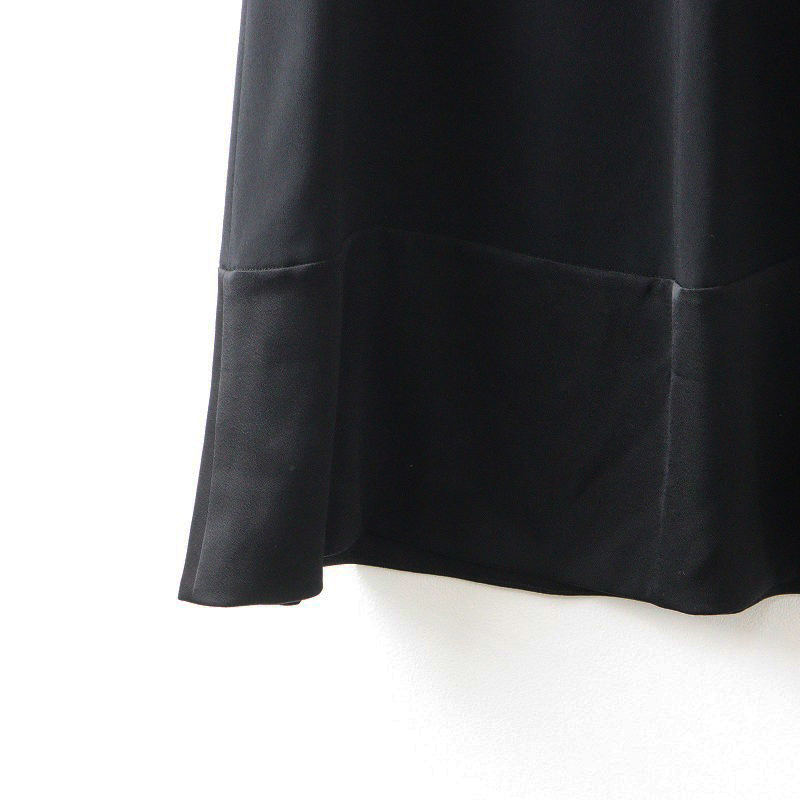 アニエスベー agnes b 裾切替 ロングフレアスカート 38‖ブラック ボトムス Aライン マキシ丈 ゆったり シンプル【2400014599091】