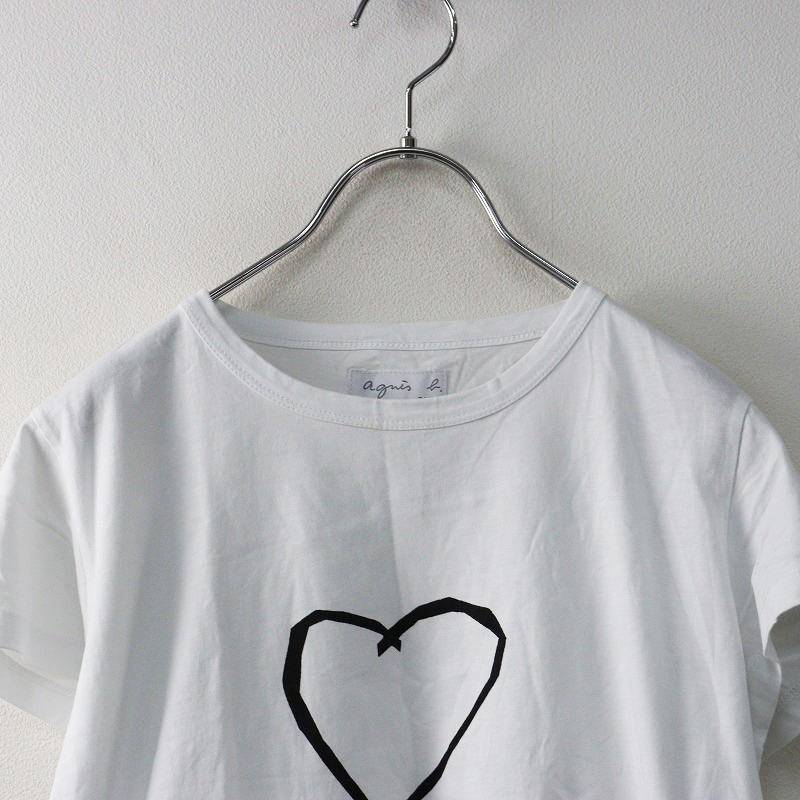 【レディース】アニエスベー agnes b コットン クルーネック サラエボハートTシャツ 2 ホワイト┃白 TEE カットソー【2400014620412】