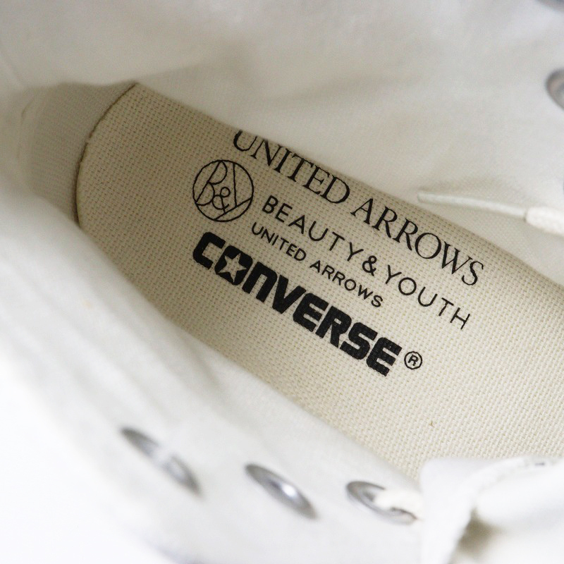 美品 コンバース CONVERSE x BEAUTY&YOUTH 別注 キャンバス ALL STAR HI 23.5cm\ホワイト ハイカット スニーカー【2400014611397】_画像9