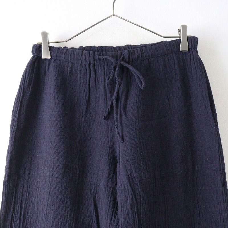 ツモリチサト TSUMORI CHISATO コットン 楊柳 イージー クロップドパンツ M｜ネイビー ボトムス ウエストドロー【2400014613483】