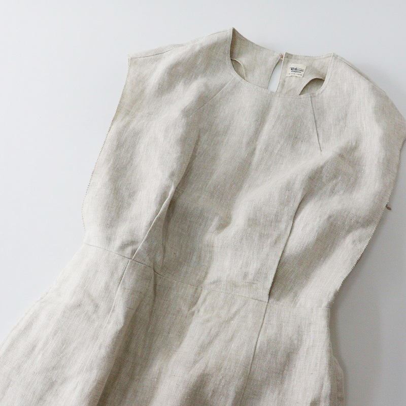 美品 ロンハーマン Ron Herman リネン ロング タック入りノースリーブワンピース XS アイボリー系┃ドレス【2400014627701】_画像6