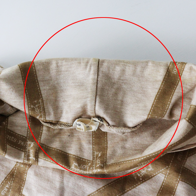 Archive エルメス HERMES マルジェラ期 ボルデュック リボン柄 タートルネック 長(zhǎng)袖Tシャツ L ベージュ┃トップス【2400014621662】