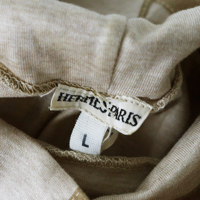 Archive エルメス HERMES マルジェラ期 ボルデュック リボン柄 タートルネック 長(zhǎng)袖Tシャツ L ベージュ┃トップス【2400014621662】