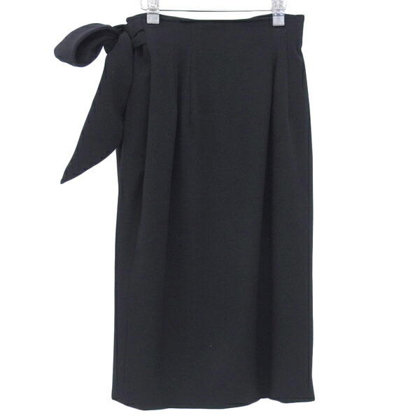 ◆美品◆ クリスチャンディオール CHRISTIAN DIOR ウール100% ラップ スカート レディース 黒 ブラック sizeM[Y02847]