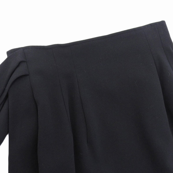◆美品◆ クリスチャンディオール CHRISTIAN DIOR ウール100% ラップ スカート レディース 黒 ブラック sizeM[Y02847]