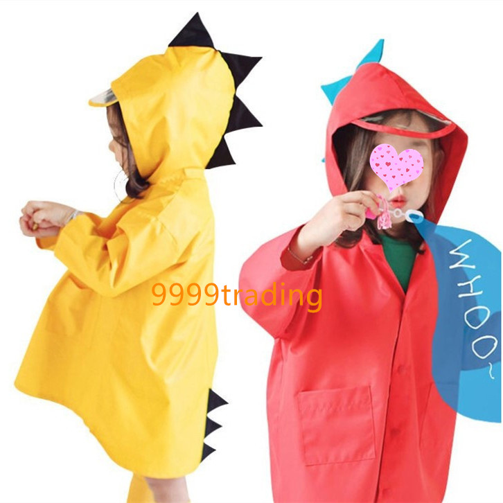 子供 恐竜柄 雨カバー レッド 2XLサイズ 防水 防風(fēng) 梅雨 透明バイザー ポケット 攜帯バッグ 付き 雨具 カッパ 通園 小學(xué)生 未就學(xué)児 即納