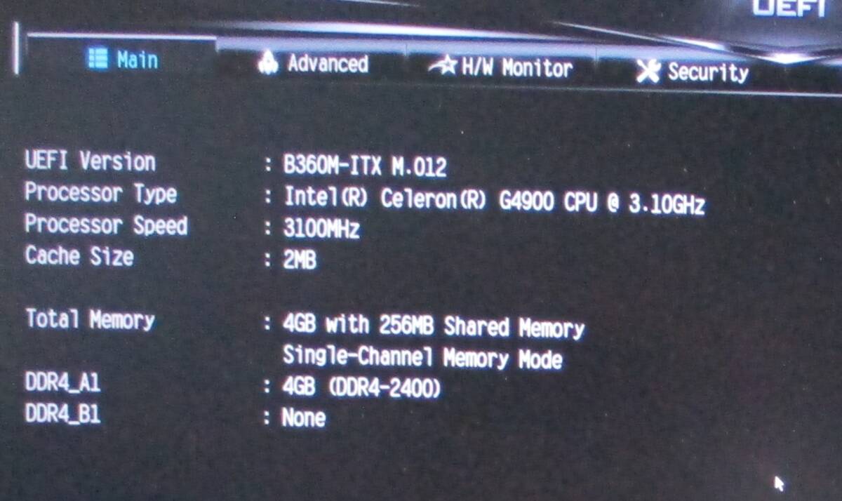 「Asrock B360M-ITX」CPU：Celeron G4900?メモリ4GB付（マウスコンピューターのOEMマザーボード）BIOS起動(dòng)確認(rèn)済み