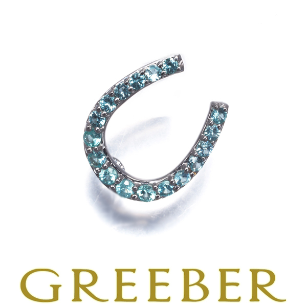 パライバトルマリン 0.17ct ホースシュー ペンダントトップ K18WG GENJ_画像1