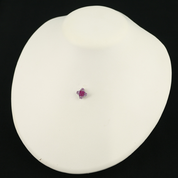 ピンクサファイア 0.33ct ルビー 0.34ct ミステリーセッティング ペンダントトップ K18WG GENJ 大幅値下げ品_画像4
