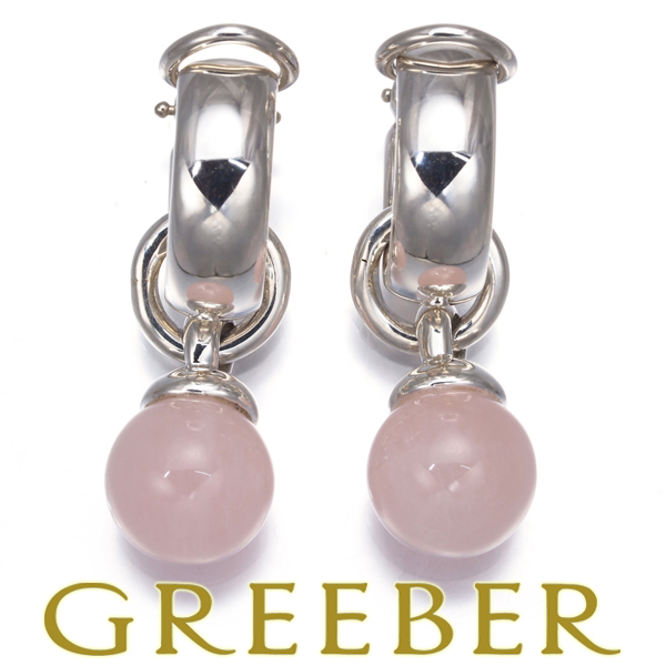 ティファニー イヤリング ローズクォーツ ドアノッカー ボール 2way シルバー 925 BLJ_画像1