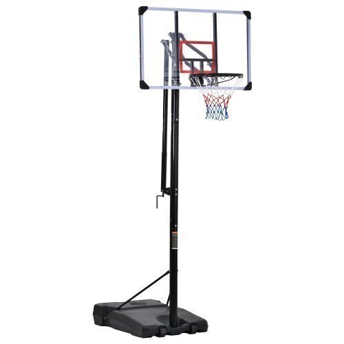 バスケットゴール ハンドルを回すだけの簡(jiǎn)単高さ調(diào)節(jié) 公式＆ミニバス対応 230-305cm 移動(dòng)可 工具付き ゴールネット バックボード リング