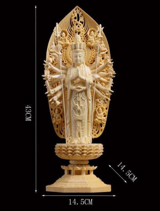 極上品 仏教美術 千手観音菩薩 精密彫刻 仏像 手彫り 木彫仏像 仏師手仕上げ品