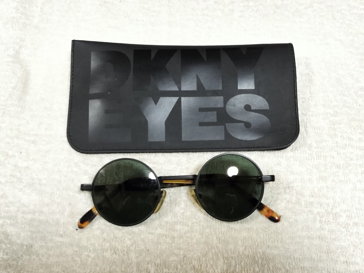 希少 DKNY ダナキャラン READE KD410 ラウンド サングラス べっ甲柄フレーム ヴィンテージ 90s 丸メガネ ケース付 