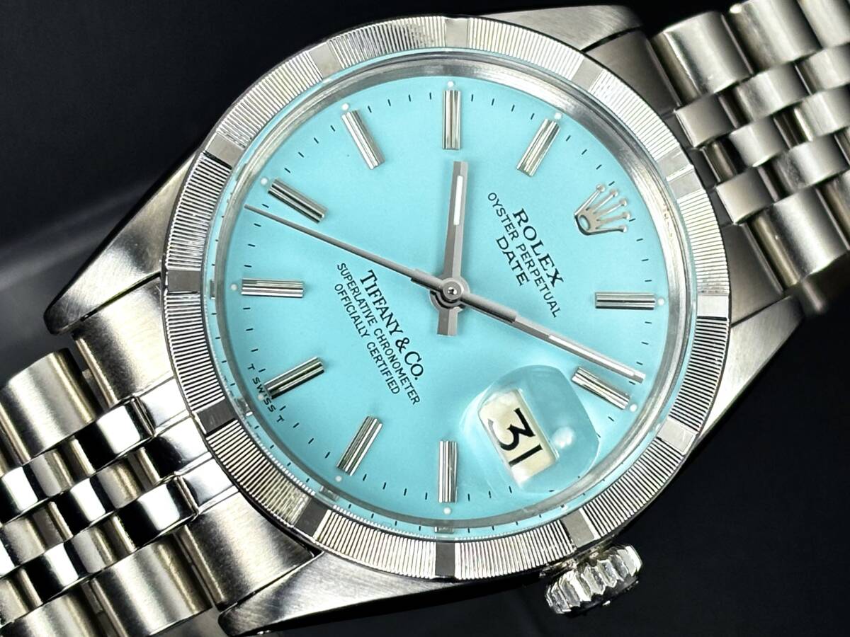 S級極美品 ターコイズブルー オイスターパーペチュアル ROLEX デイト 34mm Ref.1501 Cal.1570 純正ベゼル OH済 メンズ Wネーム 風防新品