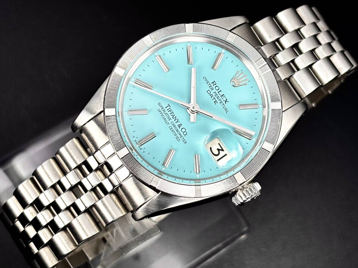 S級極美品 ターコイズブルー オイスターパーペチュアル ROLEX デイト 34mm Ref.1501 Cal.1570 純正ベゼル OH済 メンズ Wネーム 風防新品