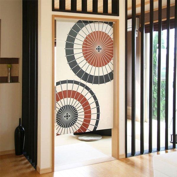 のれん 和風 モダン 暖簾 特選和柄 85cm幅 150cm丈 間仕切りカーテン 二張傘 アイボリー 赤(受注生産95102)_画像4