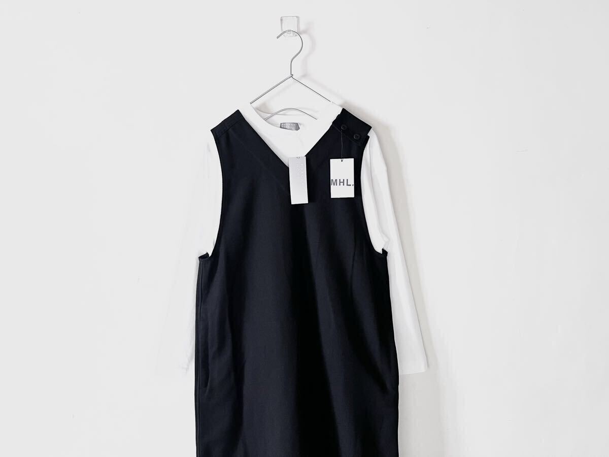 新品タグ付 2024AW MARGARET HOWELL マーガレットハウエル コットンウールVネックワンピース カタログ掲載38,500円_画像4