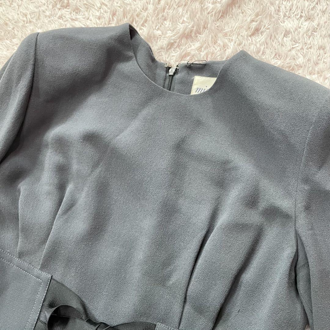 サイズM miss ashida タイトワンピース　ミディ丈　レトロ　グレー_画像4