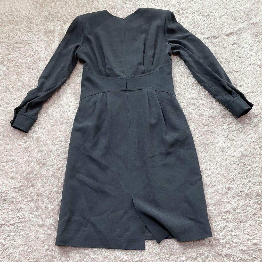 サイズM miss ashida タイトワンピース　ミディ丈　レトロ　グレー_画像7