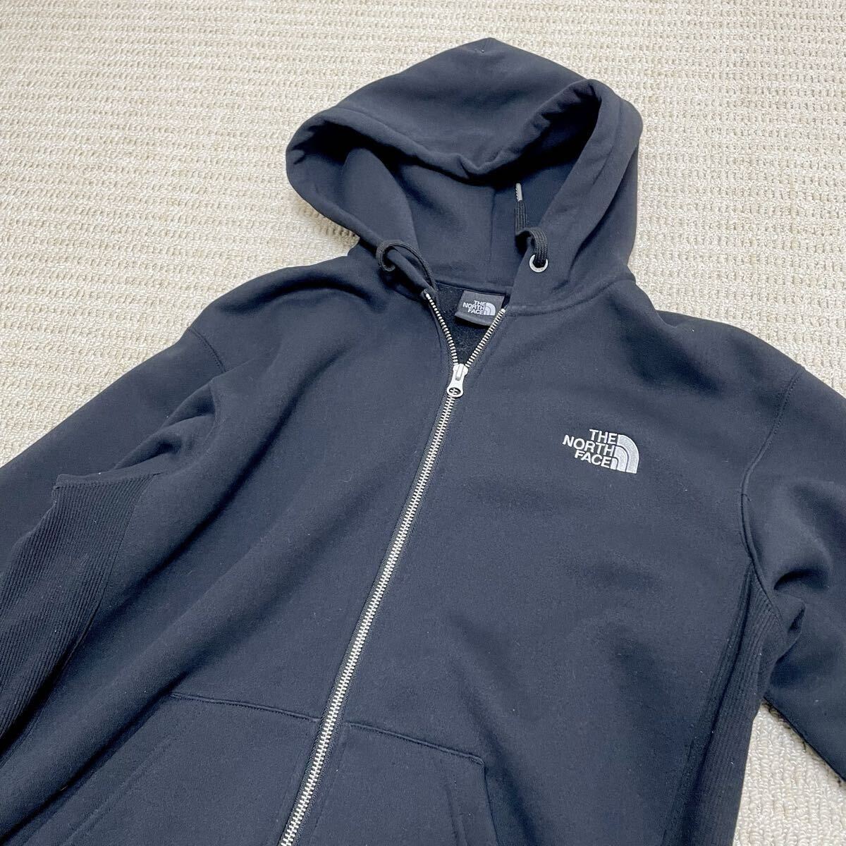 綺麗ノースフェイス 黒 パーカー フロントジップ 長袖_画像3