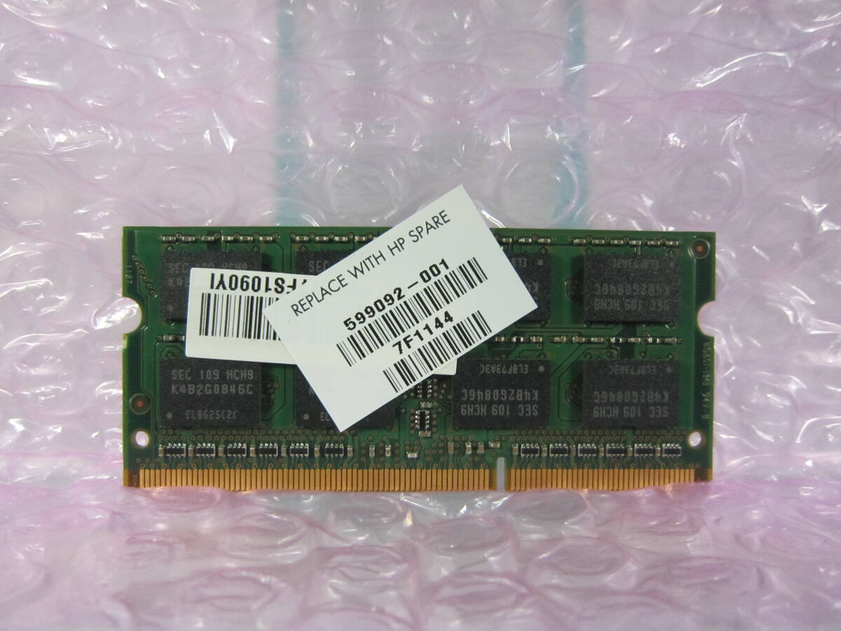 SAMSUNG　ノートPC用メモリ　4GB　PC3-10600S　DDR3-1333　1111　動(dòng)作確認(rèn)済　動(dòng)作保証　