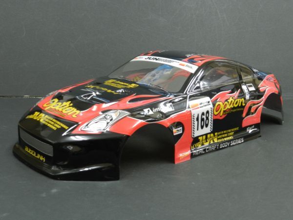 【激安・塗装済み】1/10 ドリフトラジコンカー用 スペアボディー ニッサン Z33 フェアレディーZ タイプ 黒赤_画像1