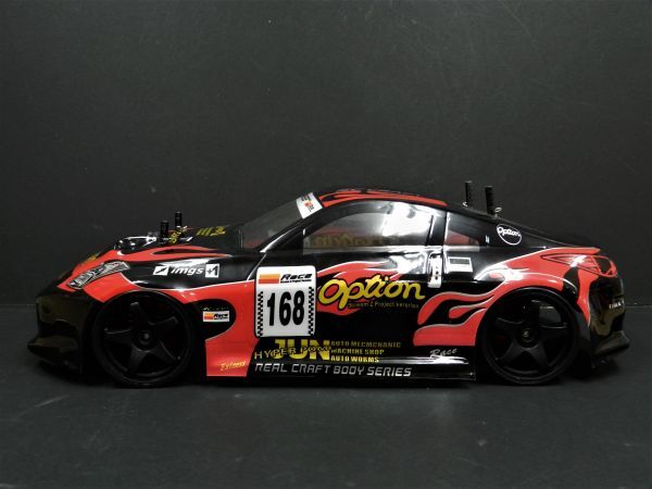 【激安・塗装済み】1/10 ドリフトラジコンカー用 スペアボディー ニッサン Z33 フェアレディーZ タイプ 黒赤_画像3