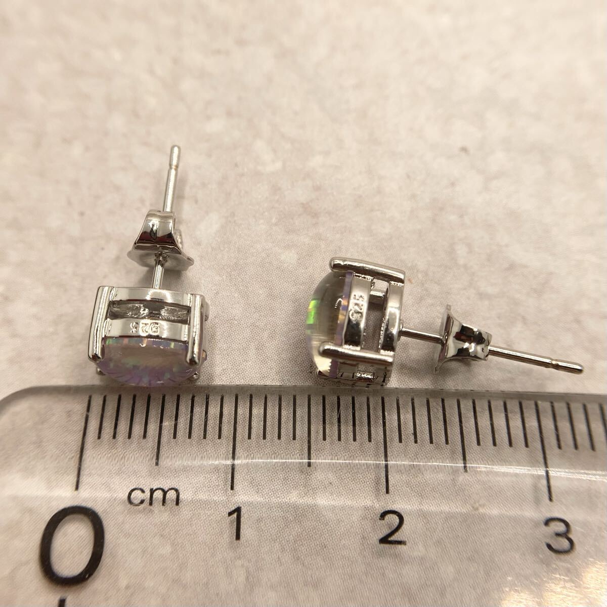 小粒オーバル型ラベンダーファイヤーオパールのピアス★レディースシルバー925刻印カラーストーンアクセサリー新品宝石Y-RSHOPプレゼント_画像5