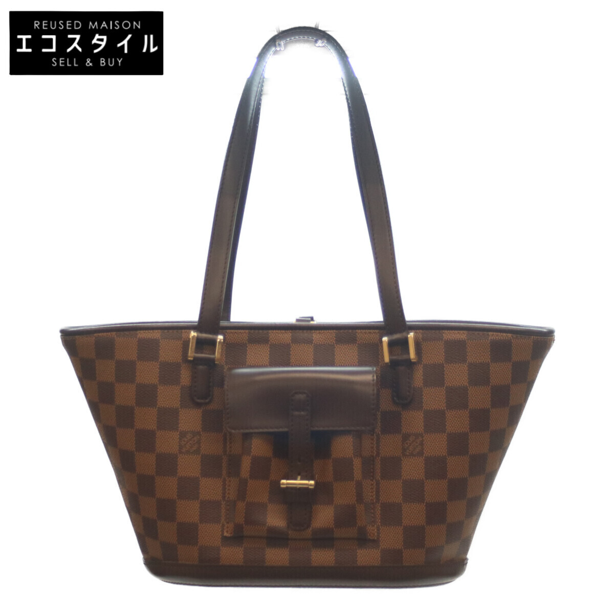 LOUIS VUITTON Louis Vuitton 08 год N51121 Damier manoskPM большая сумка Brown женский 