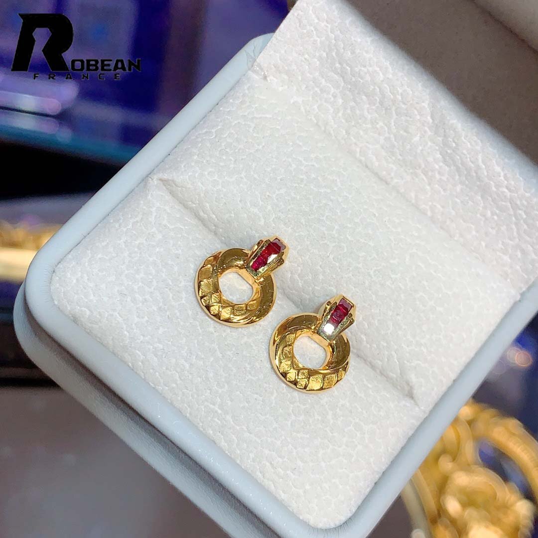 夢色 EU制 定価103萬円★ROBEAN?ルビー?ピアス★パワーストーン 勝利の石 天然石 綺麗 華やか ギフト プレゼント K18（18金）00124650