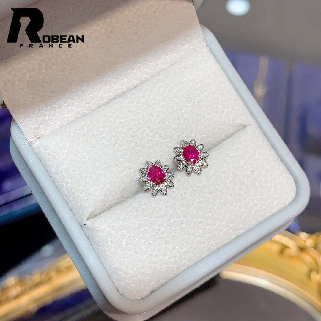 希少 EU制 定価99萬円★ROBEAN?ルビー?ピアス★ダイヤモンド パワーストーン 勝利の石 天然石 綺麗 華やか ギフト K18（18金）00133144