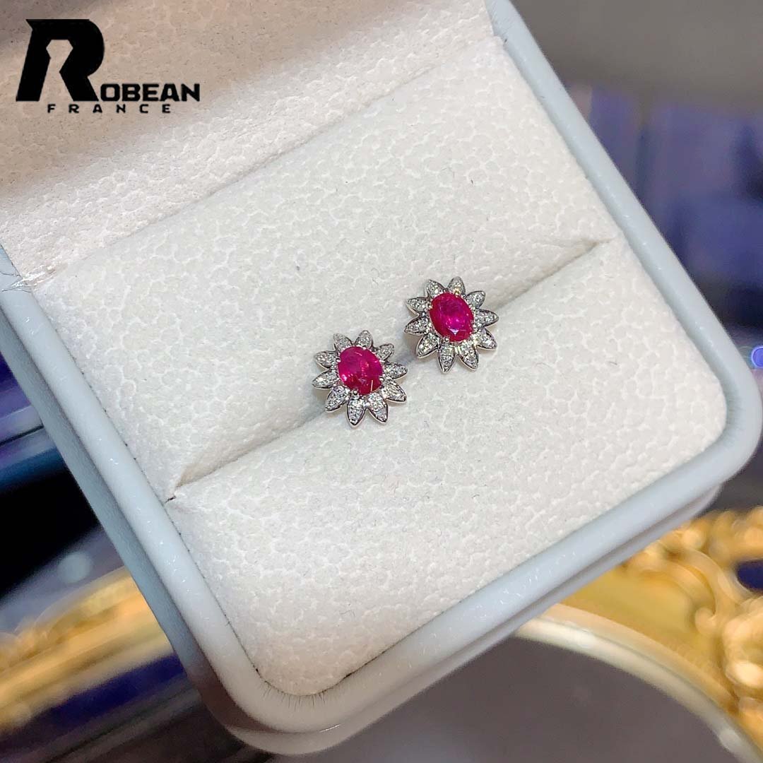 希少 EU制 定価99萬円★ROBEAN?ルビー?ピアス★ダイヤモンド パワーストーン 勝利の石 天然石 綺麗 華やか ギフト K18（18金）00133144