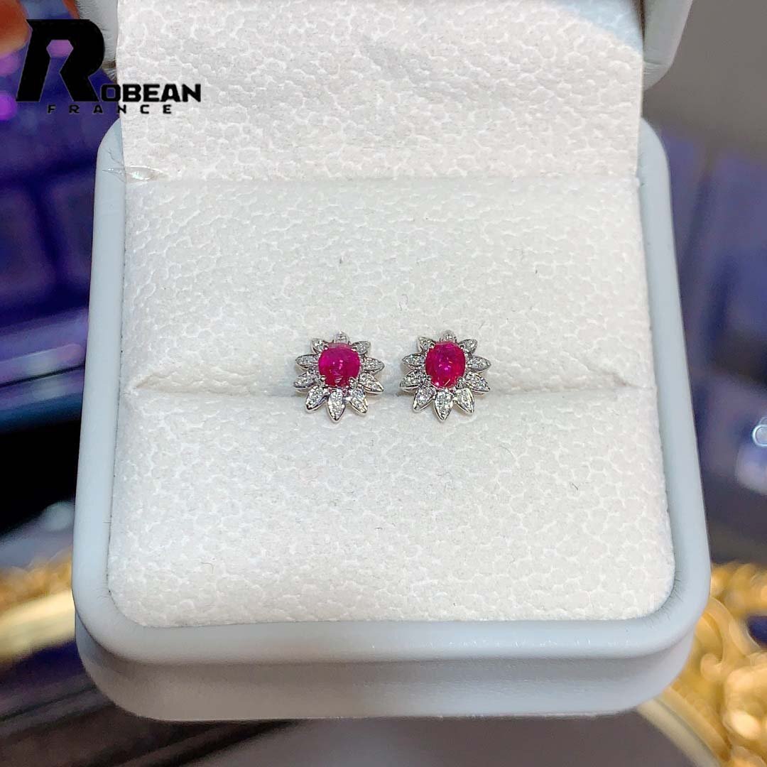 希少 EU制 定価99萬円★ROBEAN?ルビー?ピアス★ダイヤモンド パワーストーン 勝利の石 天然石 綺麗 華やか ギフト K18（18金）00133144