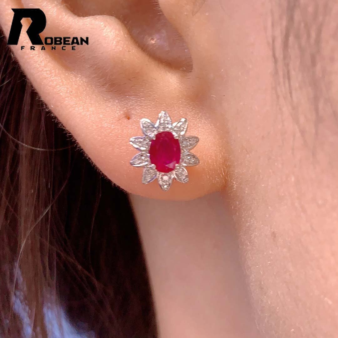 希少 EU制 定価99萬円★ROBEAN?ルビー?ピアス★ダイヤモンド パワーストーン 勝利の石 天然石 綺麗 華やか ギフト K18（18金）00133144