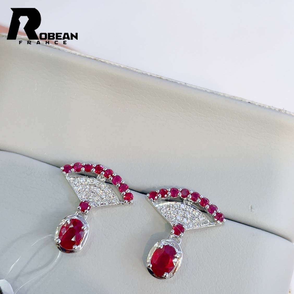 レア EU制 定価119萬円★ROBEAN?ルビー?ピアス★ダイヤモンド パワーストーン 勝利の石 天然石 綺麗 華やか ギフト K18（18金）00125550