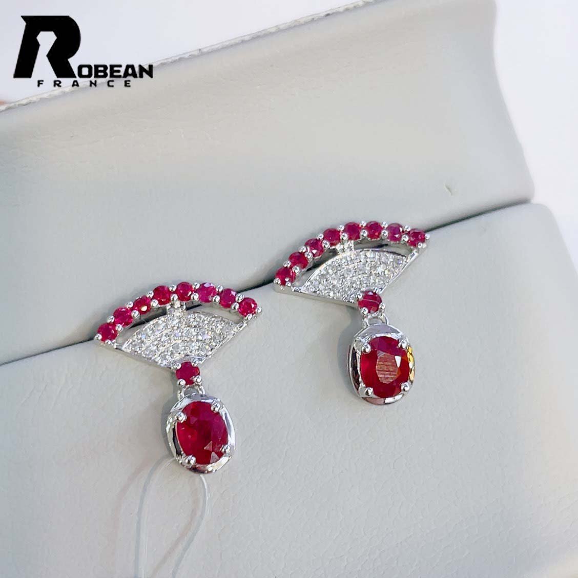 レア EU制 定価119萬円★ROBEAN?ルビー?ピアス★ダイヤモンド パワーストーン 勝利の石 天然石 綺麗 華やか ギフト K18（18金）00125550