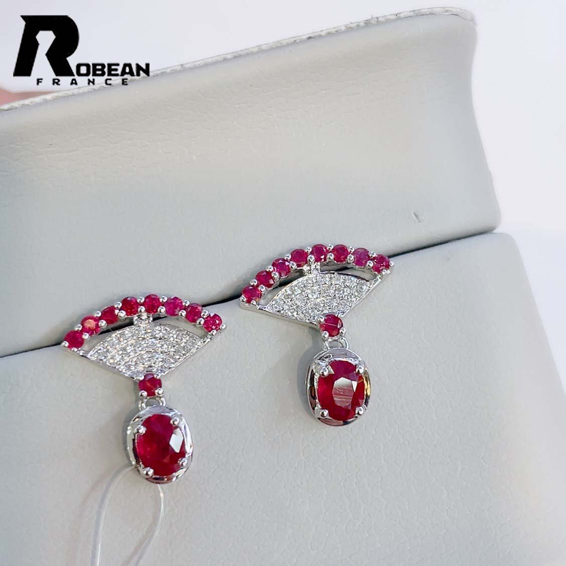 レア EU制 定価119萬円★ROBEAN?ルビー?ピアス★ダイヤモンド パワーストーン 勝利の石 天然石 綺麗 華やか ギフト K18（18金）00125550
