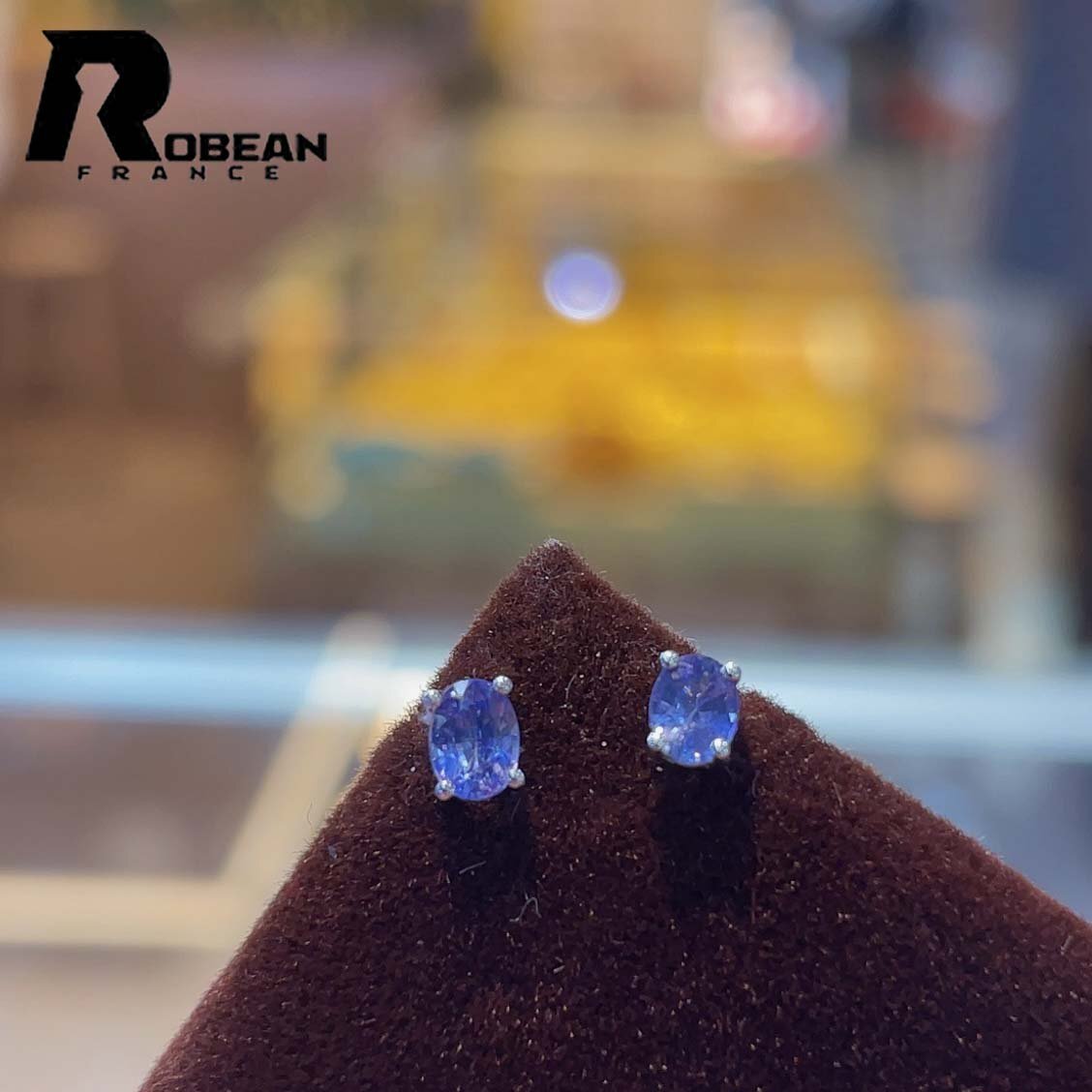 絶賛 EU制 定価25萬円★ROBEAN? サファイア?ピアス★パワーストーン 天然石 お守り 賢者の石 誕生石 プレゼント K18（18金）0721002