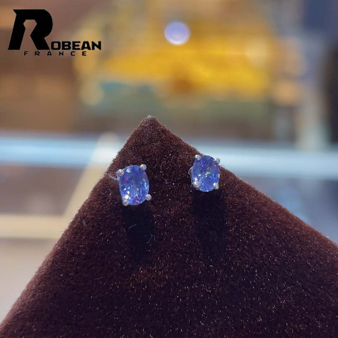 絶賛 EU制 定価25萬円★ROBEAN? サファイア?ピアス★パワーストーン 天然石 お守り 賢者の石 誕生石 プレゼント K18（18金）0721002