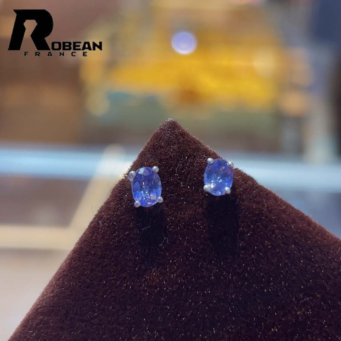 絶賛 EU制 定価25萬円★ROBEAN? サファイア?ピアス★パワーストーン 天然石 お守り 賢者の石 誕生石 プレゼント K18（18金）0721002