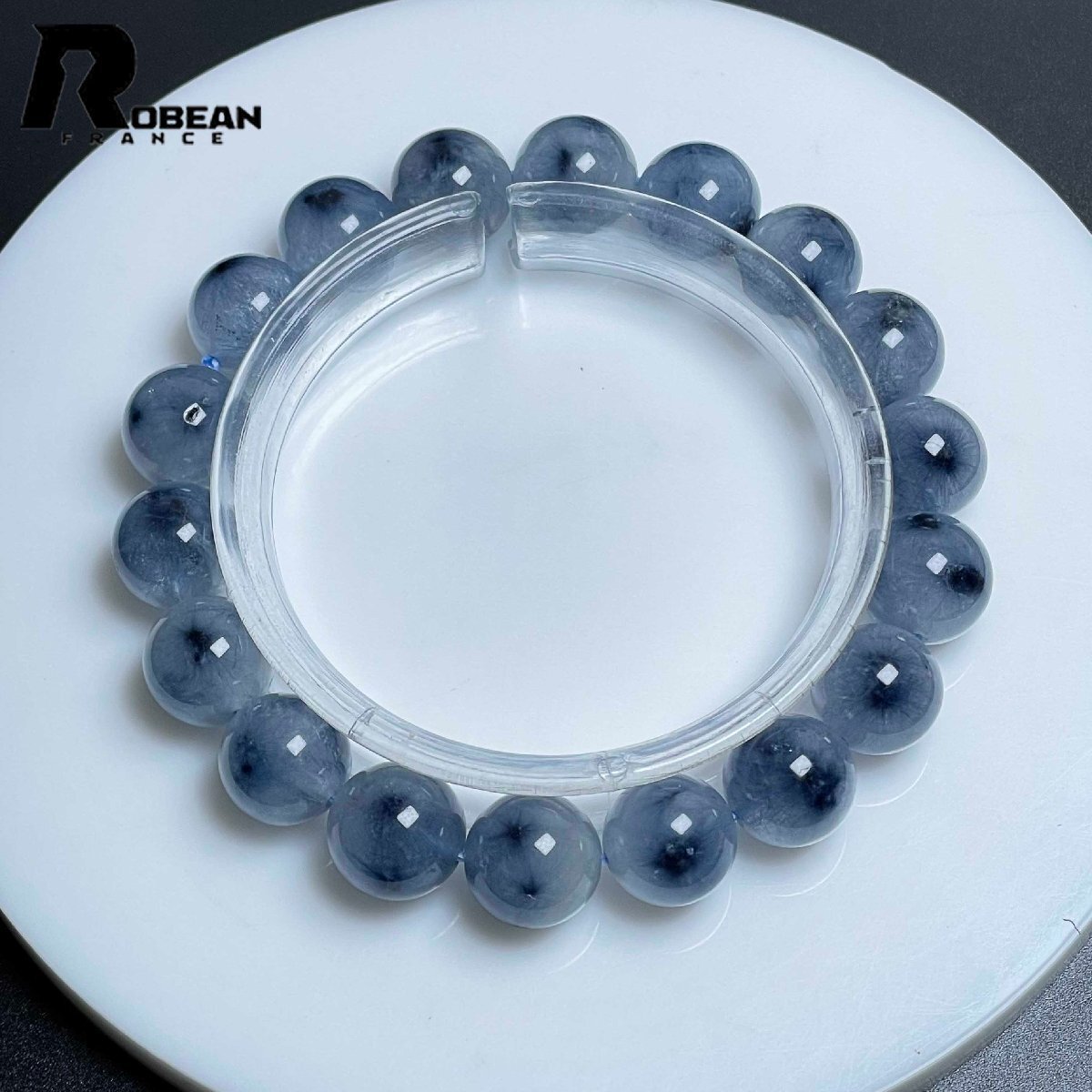 綺麗 EU制 定価21萬(wàn)円★ROBEAN?ブルーフラワートルマリンインクォーツ★パワーストーン ブレスレット 天然石 原石 11.4-11.8mm M0116035