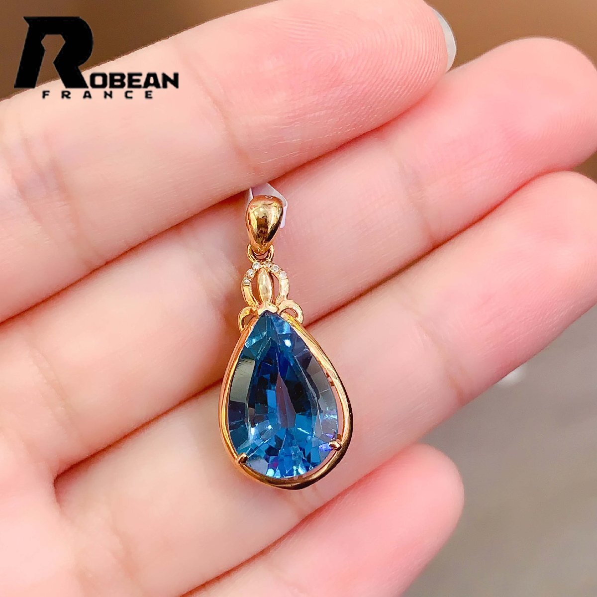 夢(mèng)色 EU制 定価66萬円★ROBEAN?ブルートパーズ?ダイヤモンド?ペンダント★天然石 パワーストーン K18（18金）綺麗 お守り 62055413