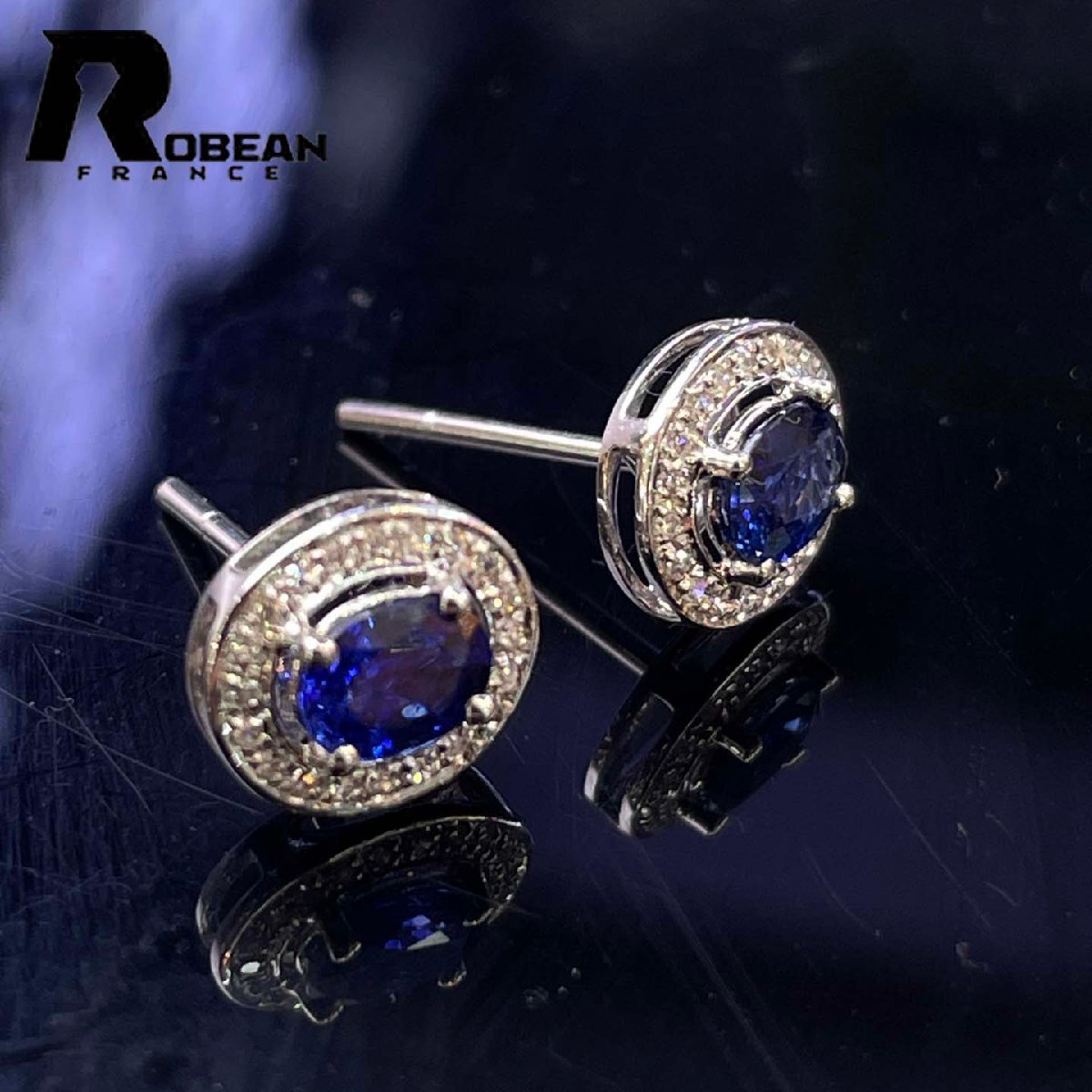 逸品 EU制 定価87萬円★ROBEAN? サファイア?ピアス★ダイヤモンド 天然石 お守り 賢者の石 ギフト プレゼント K18（18金）00132730
