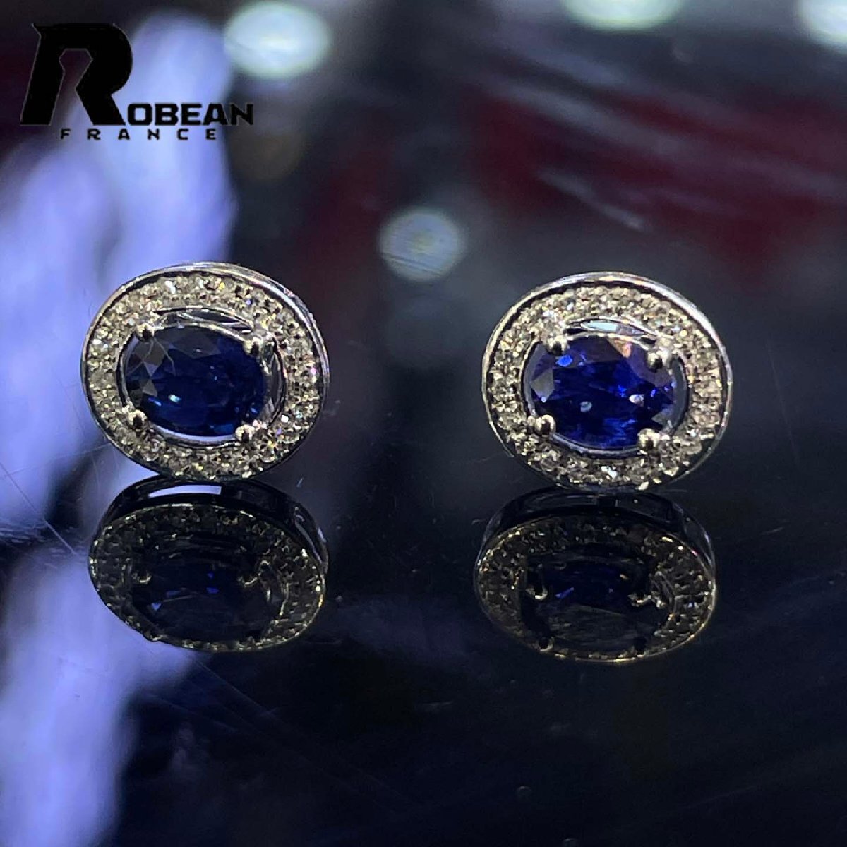 逸品 EU制 定価87萬円★ROBEAN? サファイア?ピアス★ダイヤモンド 天然石 お守り 賢者の石 ギフト プレゼント K18（18金）00132730