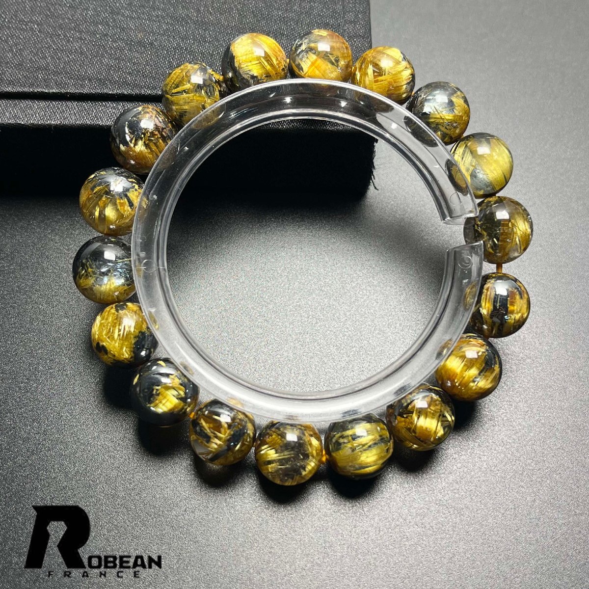 逸品 EU制 定価72萬(wàn)円★ROBEAN?太陽(yáng)花タイチンルチル★黃金針?biāo)?金運(yùn) 開運(yùn) ゴールド ブレスレット パワーストーン 10.8-11.2mm D0922503