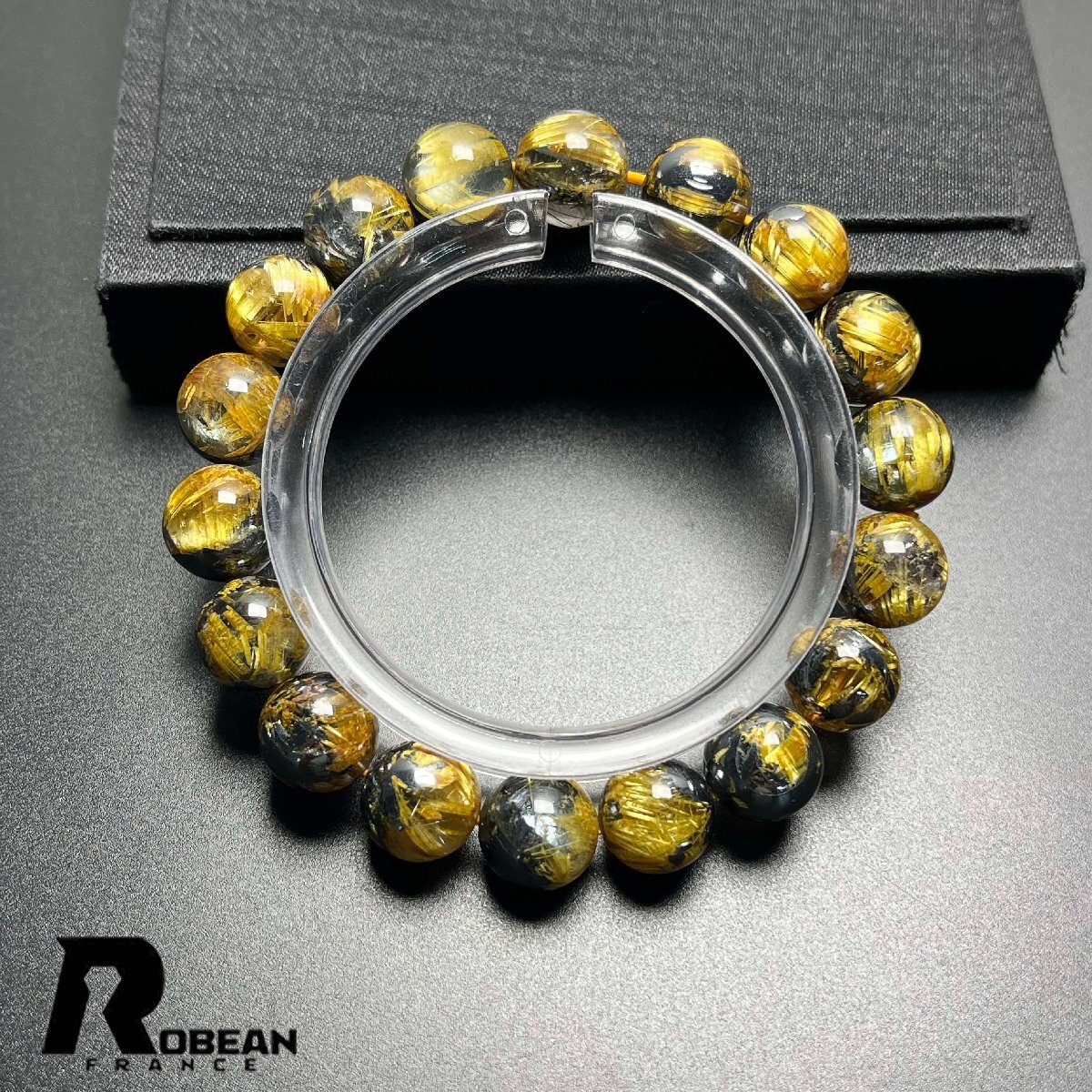 逸品 EU制 定価72萬(wàn)円★ROBEAN?太陽(yáng)花タイチンルチル★黃金針?biāo)?金運(yùn) 開運(yùn) ゴールド ブレスレット パワーストーン 10.8-11.2mm D0922503