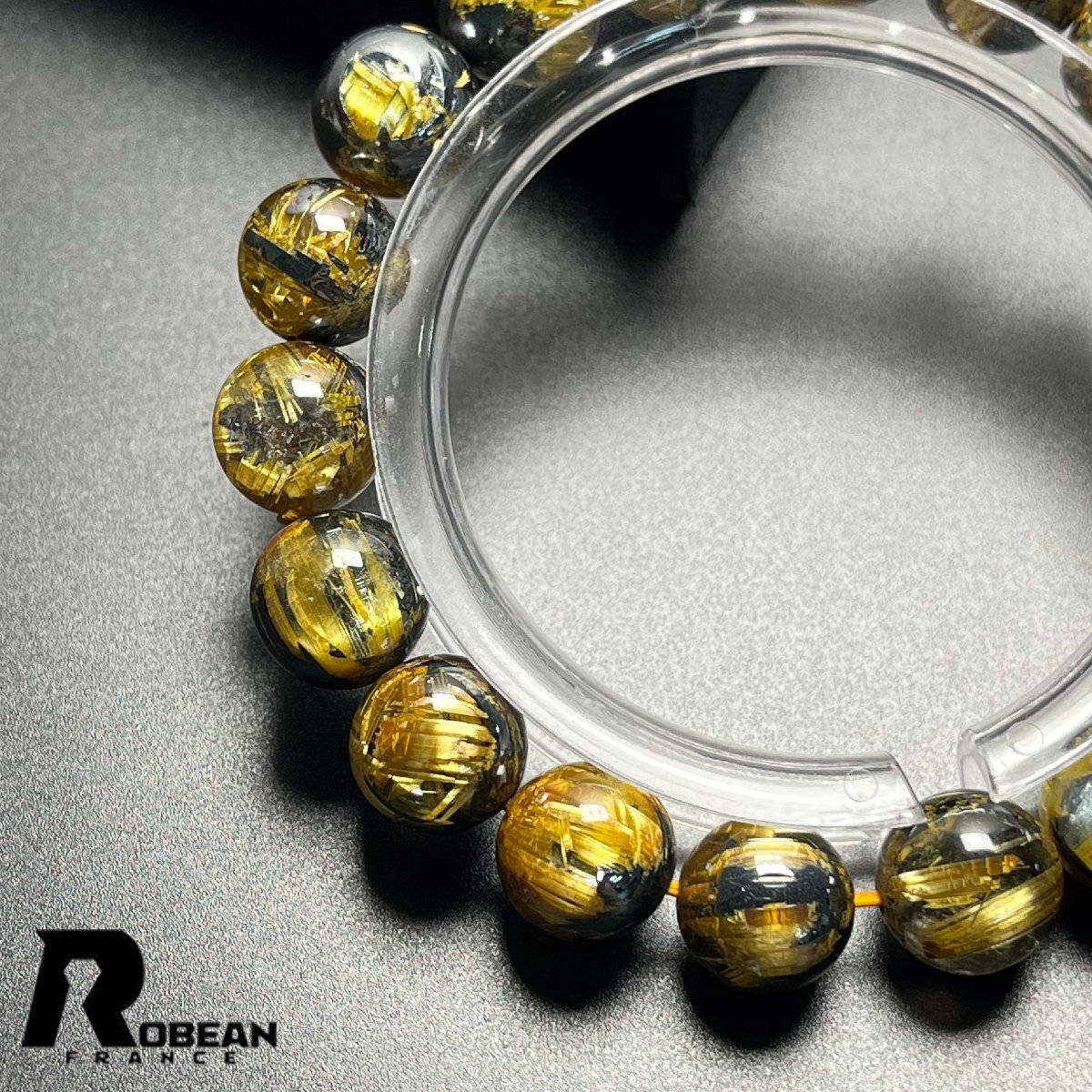 逸品 EU制 定価72萬(wàn)円★ROBEAN?太陽(yáng)花タイチンルチル★黃金針?biāo)?金運(yùn) 開運(yùn) ゴールド ブレスレット パワーストーン 10.8-11.2mm D0922503