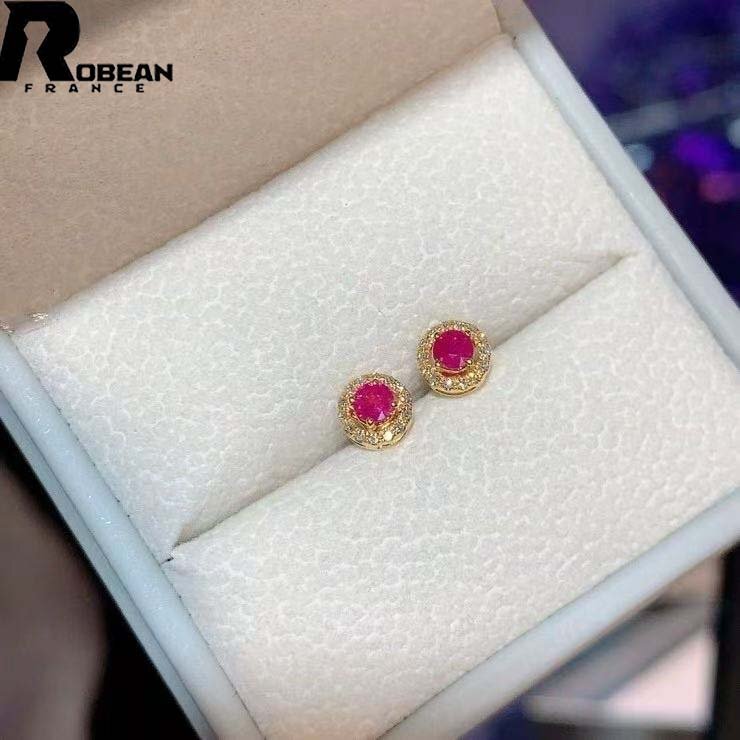 上品 EU制 定価77萬円★ROBEAN?ルビー?ピアス★ダイヤモンド パワーストーン 勝利の石 天然石 綺麗 華やか ギフト K18（18金）00132262