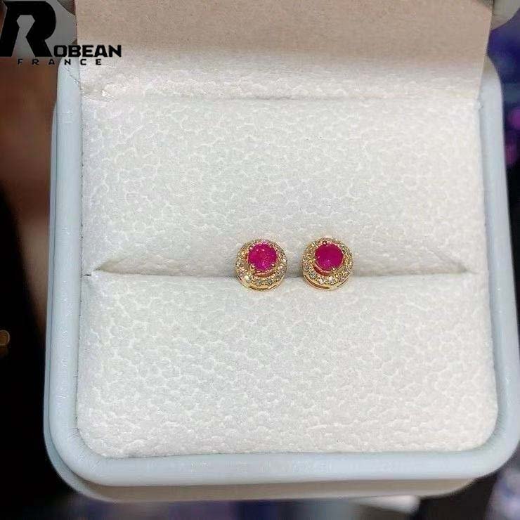 上品 EU制 定価77萬円★ROBEAN?ルビー?ピアス★ダイヤモンド パワーストーン 勝利の石 天然石 綺麗 華やか ギフト K18（18金）00132262